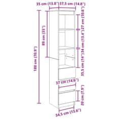 Vidaxl Vysoká deska Grey Sonoma 37,5x35x180 cm Dřevěná konstrukce