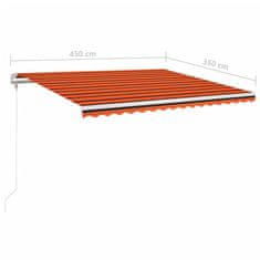 Vidaxl Automatická markýza LED a senzor větru 450x350 cm oranžovohnědá