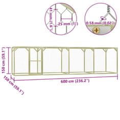 Vidaxl Klec pro kuřata 6 x 1,5 x 1,5 m ocel