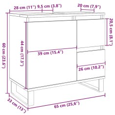 Vidaxl Koupelnová skříňka pod umyvadlo šedá 65 x 33 x 60 cm kompozit