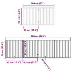 Vidaxl Zábrana pro psy s dvířky skládací 8 panelů hnědá 640 cm topol