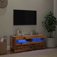 Vidaxl TV stolek s LED old wood 100 x 35 x 40 cm kompozitní dřevo