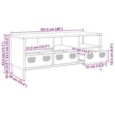 Vidaxl TV skříňka antracit 101,5x39x43,5 cm ocel válcovaná za studena