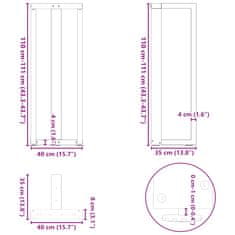 Vidaxl Nohy barového stolku ve tvaru T 2 ks černé 40x35x(90-91) cm