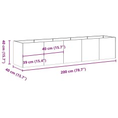 Vidaxl Truhlík 200x40x40 cm nerezová ocel