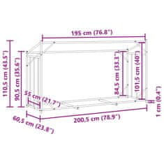 Vidaxl Stojan na palivové dřevo s krytem 200,5x60,5x110,5 cm