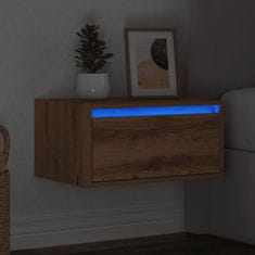 Vidaxl Nástěnný noční stolek s LED osvětlením dub artisan