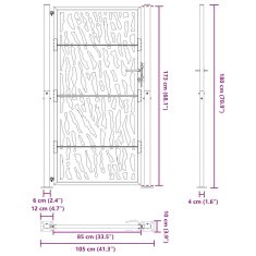 Vidaxl Zahradní branka 105x180cm klimaticky odolný ocel design stopový