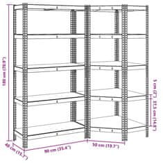 Vidaxl 2 kusů 5patrové regály modré ocel a kompozitní dřevo