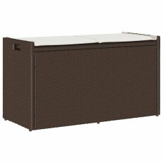 Vidaxl Venkovní úložná lavice s polštářem Brown 100 cm Poly Rattan