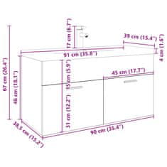 Vidaxl Umyvadlová skříňka s vestavěným umyvadlem dub artisan kompozit