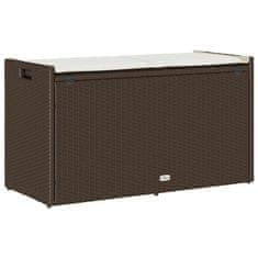 Vidaxl Venkovní úložná lavice s polštářem Brown 100 cm Poly Rattan