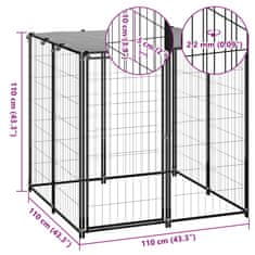 Vidaxl Psí kotec černý 110 x 110 x 110 cm ocel