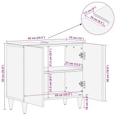 Vidaxl Koupelnová skříňka pod umyvadlo 62x33x58 cm masivní mangovník