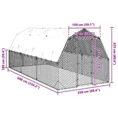 Vidaxl Výběh pro slepice se střechou 2,5x6x2,25 m pozinkovaná ocel