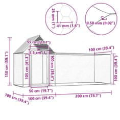 Vidaxl Klec pro kuřata 3 x 1 x 1,5 m pozinkovaná ocel