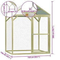 Vidaxl Klec pro kuřata 1,5 x 1,5 x 2 m ocel
