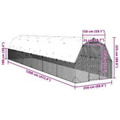 Vidaxl Výběh pro slepice se střechou 2,5x12x2,25 m pozinkovaná ocel