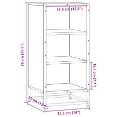 Vidaxl Příborník hnědý dub 35,5 x 35 x 76 cm kompozitní dřevo a kov