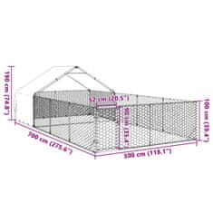 Vidaxl Venkovní psí kotec s výběhem 7x3x1,9 m pozinkovaná ocel