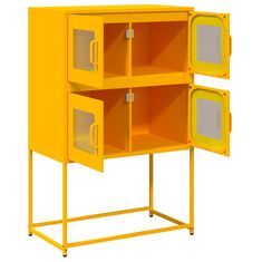 Vidaxl Skříň highboard hořčicově žlutá 68x39x107 cm ocel