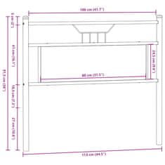 Vidaxl Čelo postele kouřový dub 107 cm kompozitní dřevo a ocel