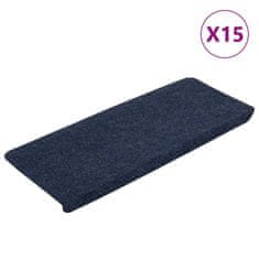 Vidaxl Samolepicí nášlapy na schody 15 ks 65x24,5x3,5 cm modré