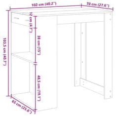 Vidaxl Barový stůl kouřový dub 102 x 70 x 103,5 cm kompozitní dřevo