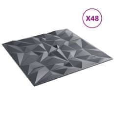 Vidaxl Nástěnné panely 48 ks šedé 50 x 50 cm XPS 12 m² ametyst