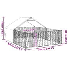 Vidaxl Venkovní psí kotec s výběhem 4x3x1,9 m pozinkovaná ocel