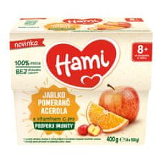 Hami Příkrm ovocný 100% ovoce jablko pomeranč acerola 400g, 8+