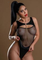 Daring Intimates Daring Wetlook Highwaist Bodysuit with Chain, dámské průhledné body L/XL