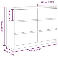 Vidaxl Příborník dub sonoma 100x35x76 cm kompozitní dřevo