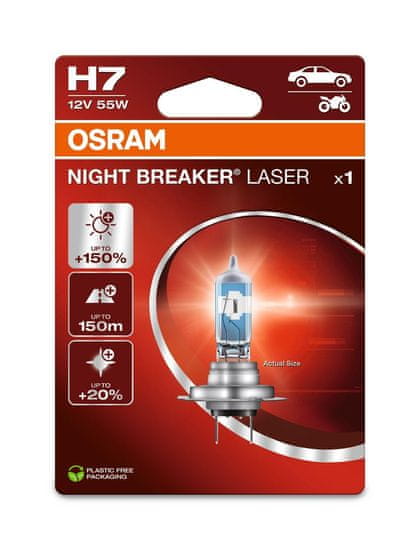 Osram OSRAM H7 12V 55W PX26d NIGHT BREAKER LASER plus 150procent více světla blistr 64210NL-1BL