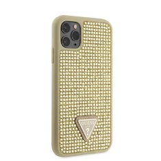 Guess Zadní kryt Rhinestones Triangle Metal Logo na iPhone 11 Pro zlatý