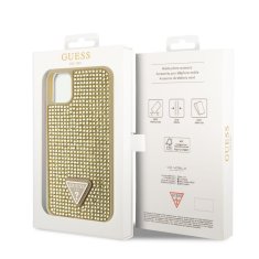 Guess Zadní kryt Rhinestones Triangle Metal Logo na iPhone 11 Pro zlatý