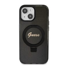 Guess  IML Ring Stand Glitter MagSafe Zadní Kryt pro iPhone 15 Black