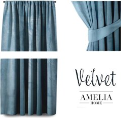 AmeliaHome Závěs Velvet 140x245 cm modrý, velikost 140x245