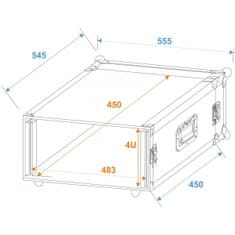 Roadinger Rack Profi 4HE, hloubka 45cm, 9mm