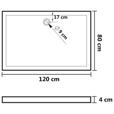 Vidaxl Obdélníková sprchová vanička ABS černá 80 x 120 cm