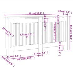 Vidaxl Bílý kryt z MDF na radiátor, 152 cm