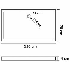 Vidaxl Obdélníková sprchová vanička ABS černá 70 x 120 cm