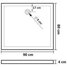 Vidaxl Obdélníková sprchová vanička ABS bílá 80 x 90 cm