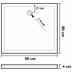 Vidaxl Obdélníková sprchová vanička ABS černá 80 x 90 cm