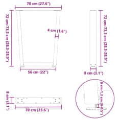 Vidaxl Nohy jídelního stolku ve tvaru V 3ks černé 70x(72-73,3) cm ocel