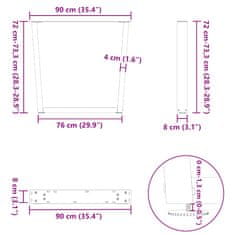 Vidaxl Nohy jídelního stolku ve tvaru V 3 ks bílé 90x(72-73,3) cm ocel