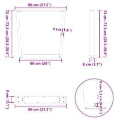 Vidaxl Nohy jídelního stolku ve tvaru V 2ks černé 80x(72-73,3) cm ocel