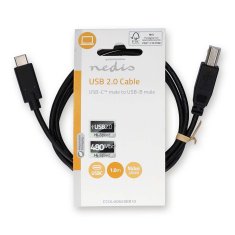 Nedis propojovací kabel USB 2.0 zástrčka USB-C - zástrčka USB B, 1 m, černá (CCGL60650BK10)