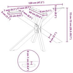 Vidaxl Nohy jídelního stolku ve tvaru pavouka 120x68x(72-73) cm ocel