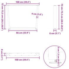 Vidaxl Nohy jídelního stolku ve tvaru V 2ks bílé 100x(72-73,3)cm ocel